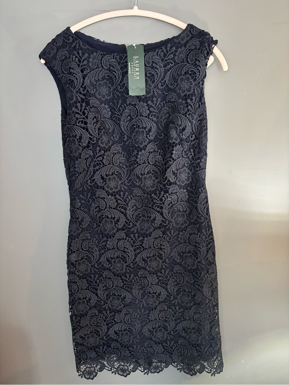 Ralph Lauren Navy Lace Sheath Dress Size 4